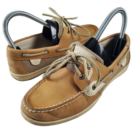 Sperry Topsiders Women's STS95589 Tan Leather Slip On Loafer Boat Shoes US 7.5M - Picture 1 of 10